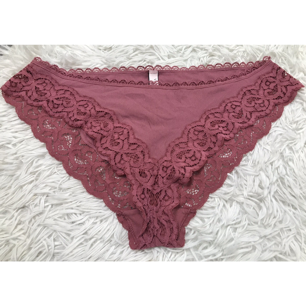 Rare VICTORIA'S SECRET Body by Victoria Pink Smooth & Lace Bikini Panties Sz Lg